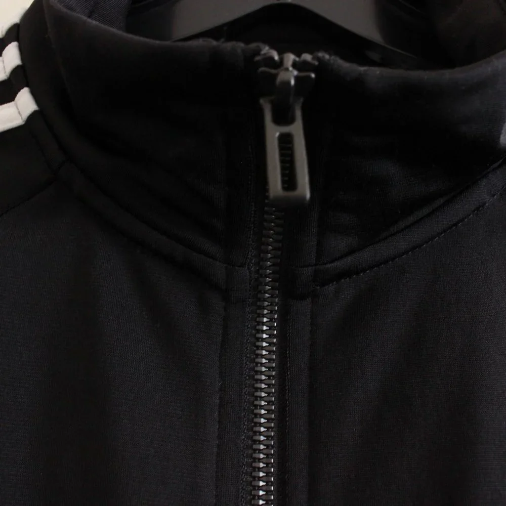 Adidas Kid's Black & White Zip-Up Stripe Jacket